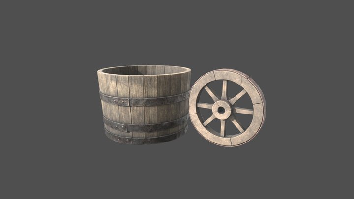 Wooden Bucket & Cart Wheel – Kostenloses 3D-Modell STL
