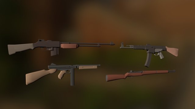 WW2 Weapons 3D Model