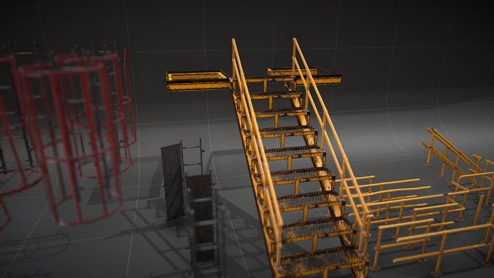 Industrial stairs, ladders & handrails 3D Model