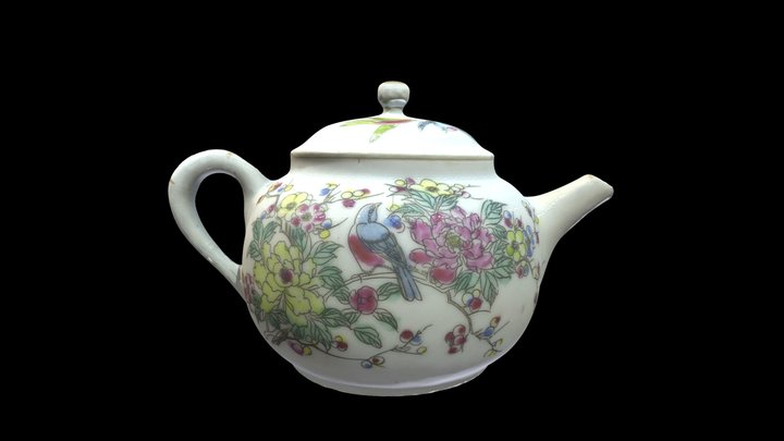 Tetera de Porcelana Famille Rose o Fencai 3D Model