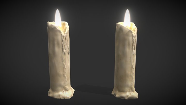 old candle - low poly 3D Model