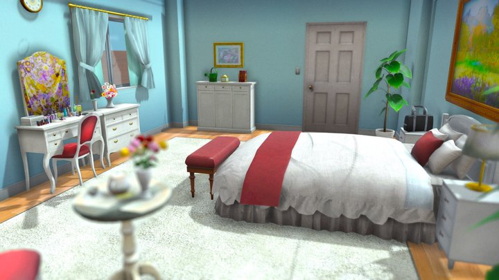 Hand painted bedroom – Free 3D Model STL