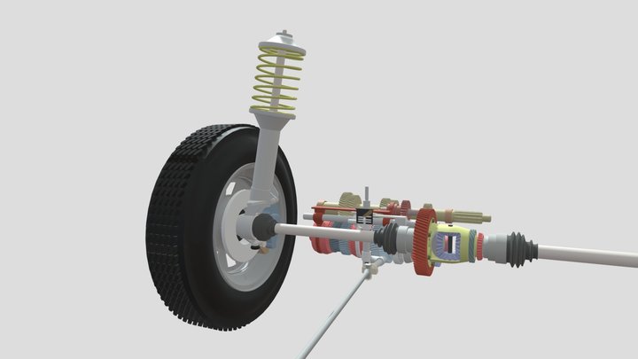 Manual Transmission Gearbox With Differential 3D Model
