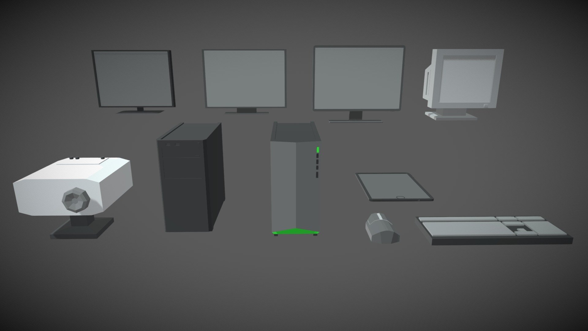 Lowpoly Technic Set Computer Monitor