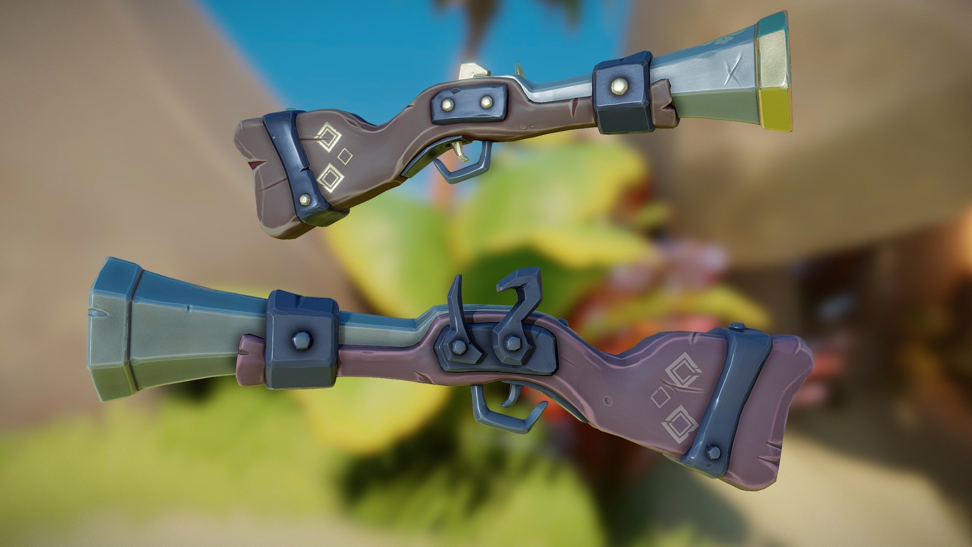 3D model Pirate Blunderbuss VR / AR / low-poly