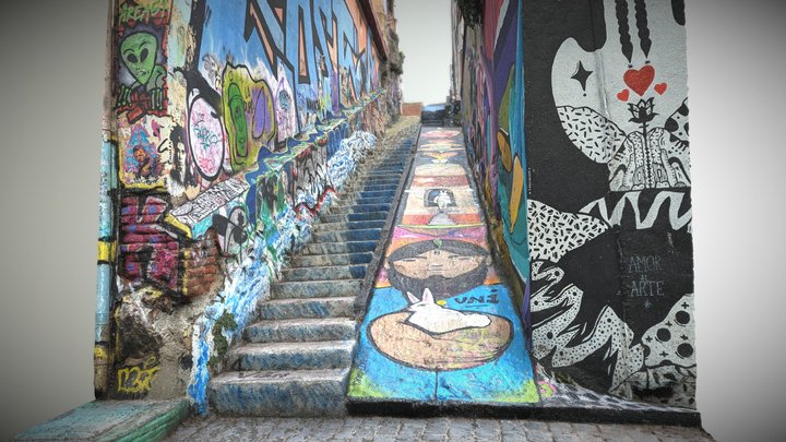 Famous Graffiti slide alley in Valparaiso, Chile 3D Model