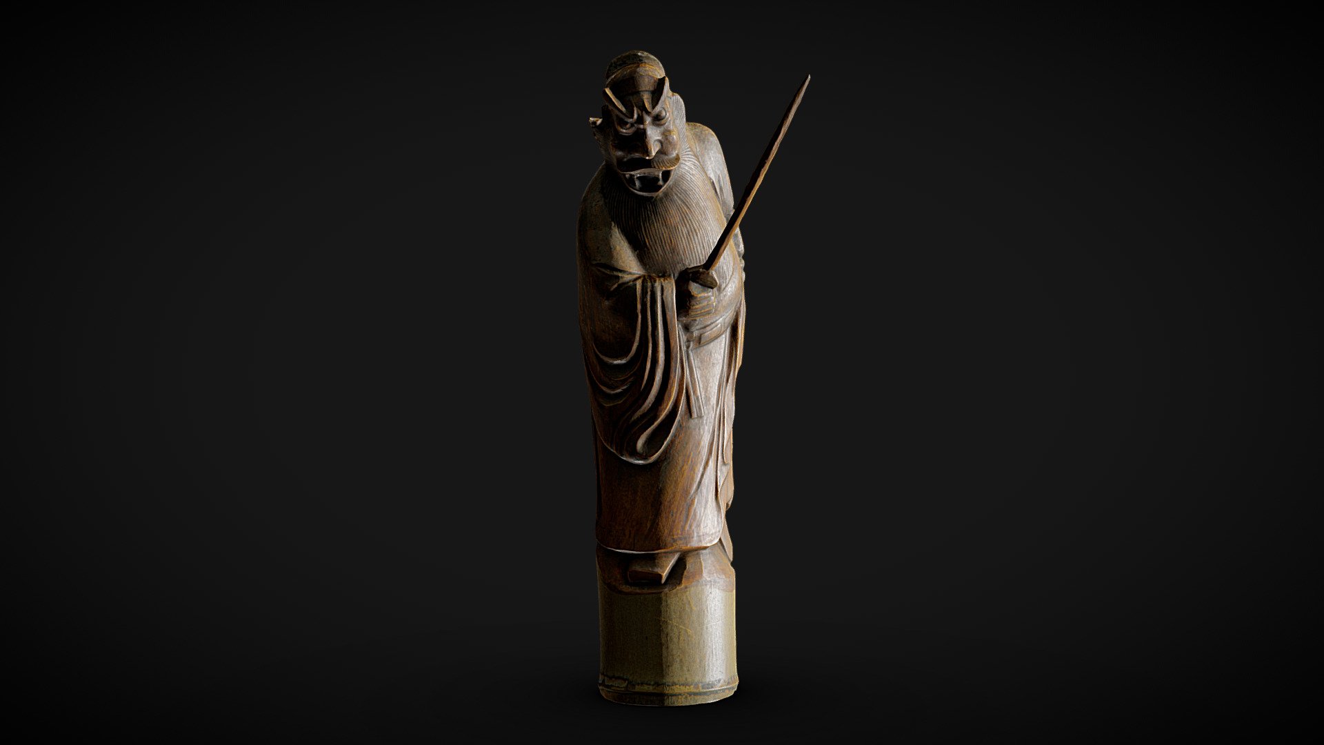 钟馗Chung Kwei 竹根雕Bamboo-root Carving - 3D model by HUNNU