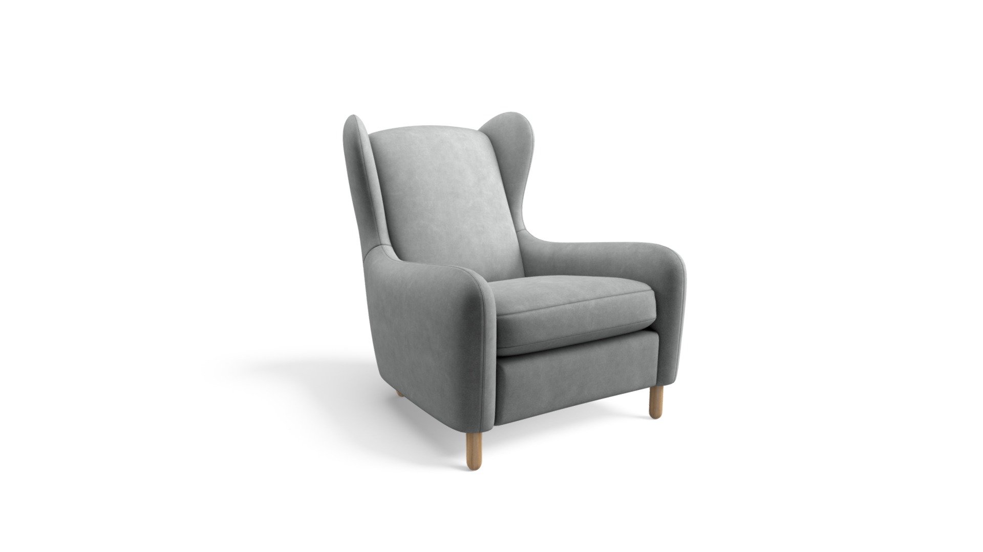 Rubens Wingback Armchair, Pavillion Grey Leather Download Free 3D