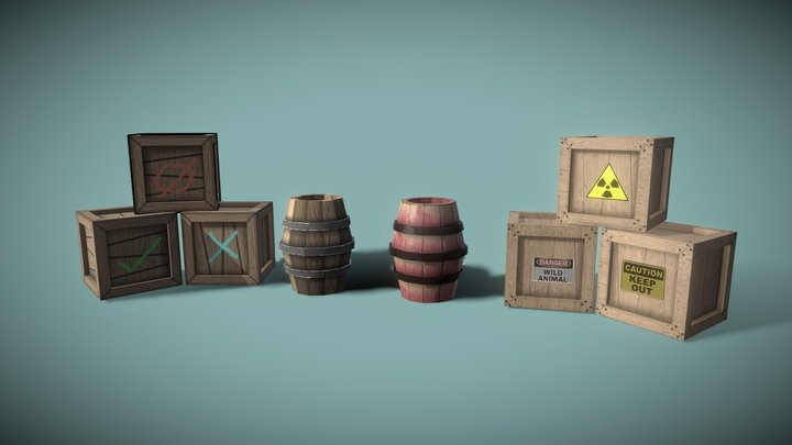 Crate And Barrels Asset Pack 3D Model