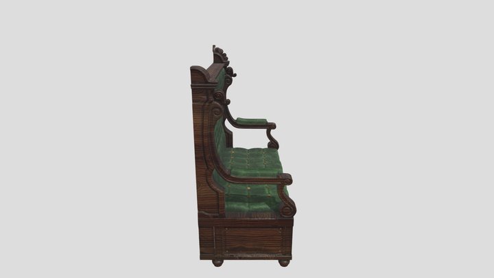European style train seat 3D Model