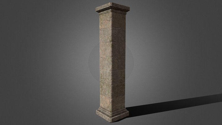 Old stone column - Low poly, game ready