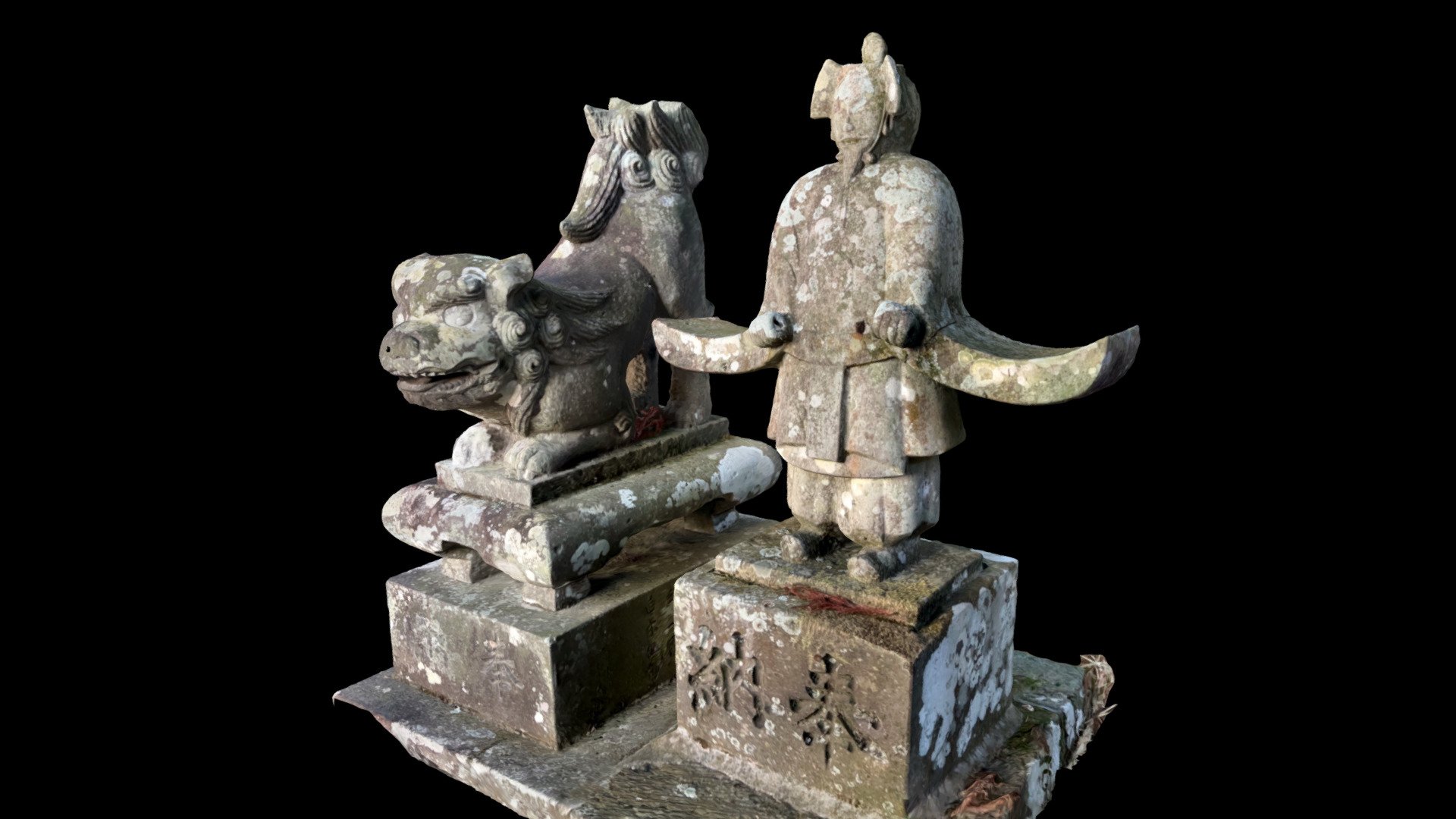 芋生 金凝神社の 石像随人様と狛犬