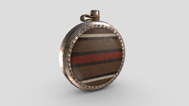 Old West Style Water Canteen 3D Model