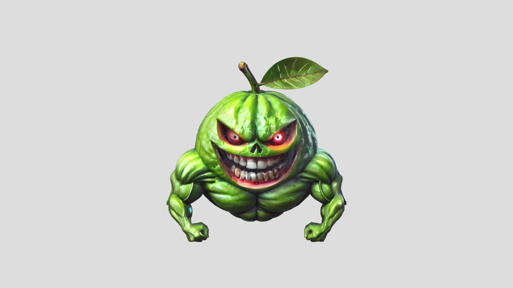 Muscular green fruit monster