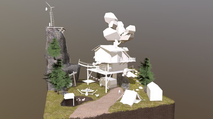 Eco House - WIP Diorama 3D Model