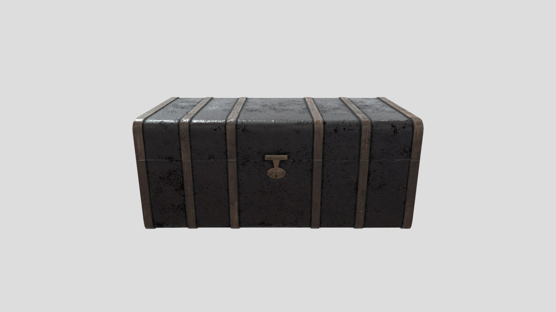 3D model Old Dirty  Leather Chest - This is a 3D model of the Old Dirty  Leather Chest. The 3D model is about a black rectangular box.