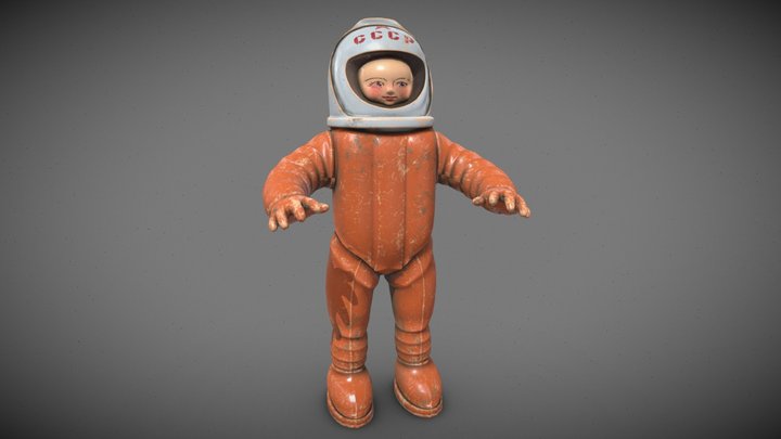 Low Poly Soviet USSR Astronaut Doll 3D Model