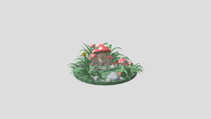 Draft #1 Mushroom Scene 3D Model