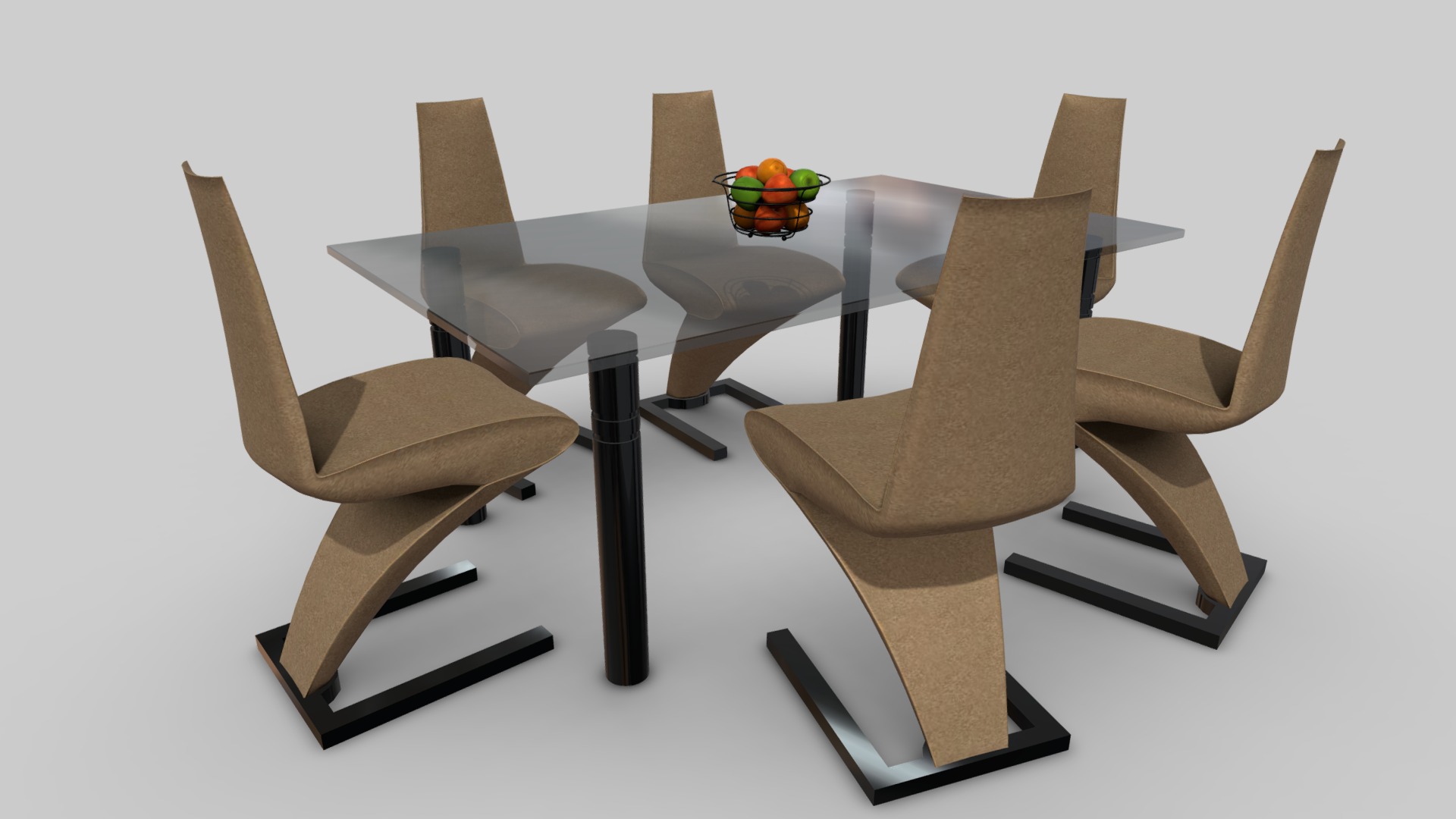 3D model Seven Dining Room Set (LP) - This is a 3D model of the Seven Dining Room Set (LP). The 3D model is about a group of chairs.