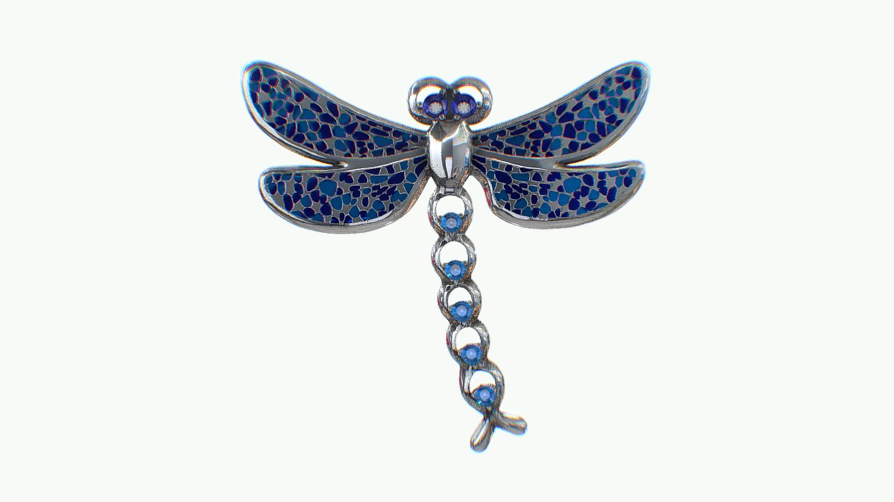 3D model Dragonfly - This is a 3D model of the Dragonfly. The 3D model is about a blue and white ring.