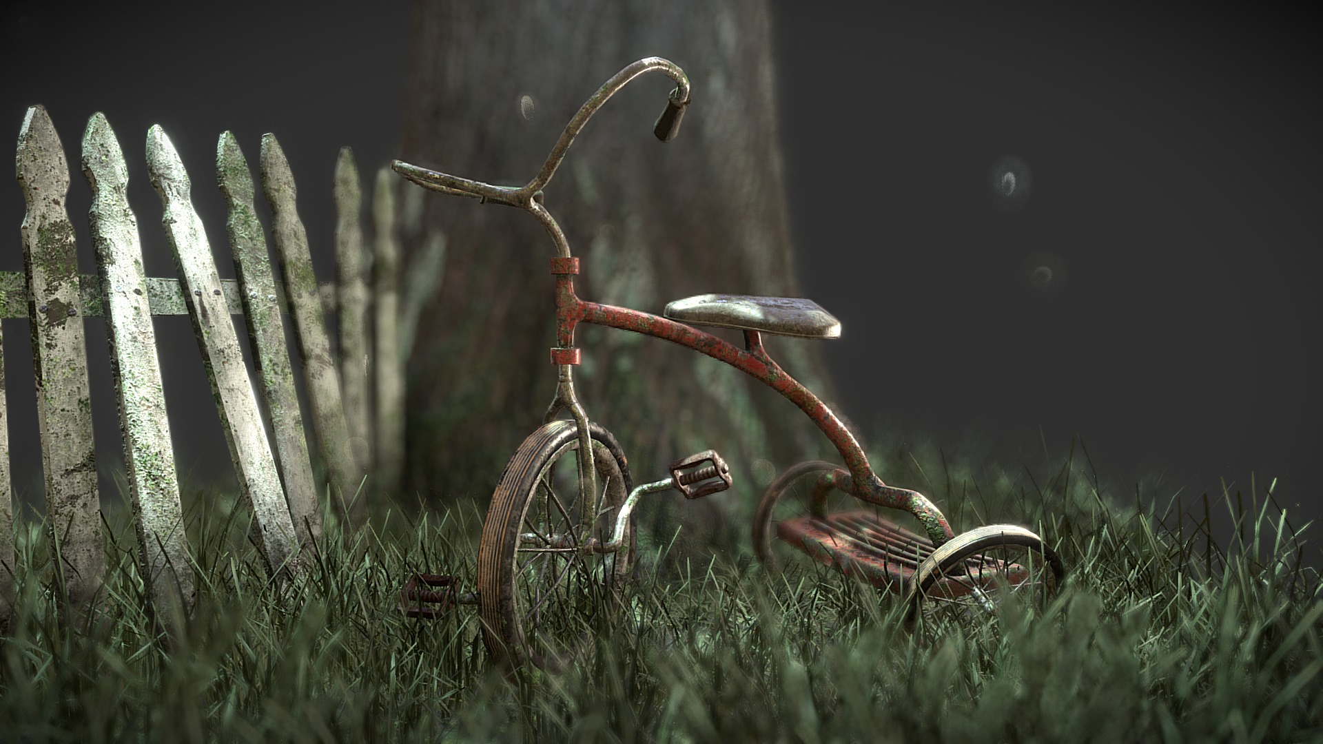 3D model Lost in the Woods - This is a 3D model of the Lost in the Woods. The 3D model is about a bicycle in a field.