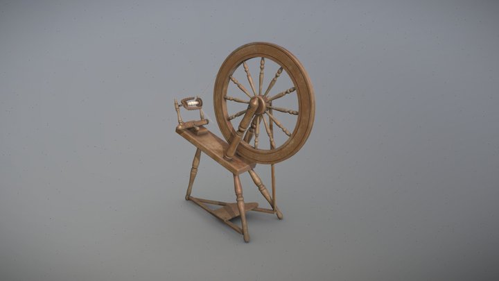 Medieval Spinning Wheel 3D Model