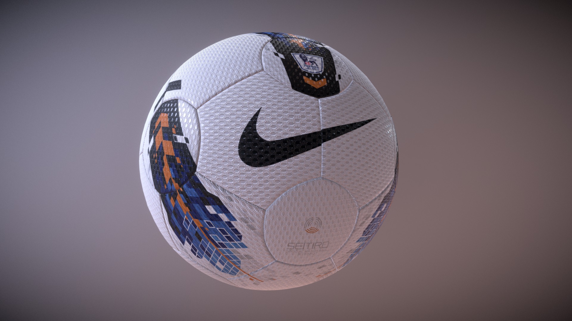 3D model Nike Seitiro Ball - This is a 3D model of the Nike Seitiro Ball. The 3D model is about a white and blue circular object.