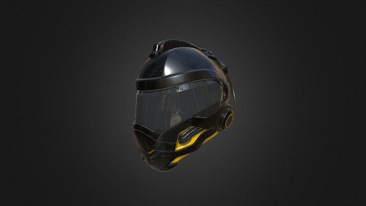 Cyborg Sci Fi Helmet 3D Model