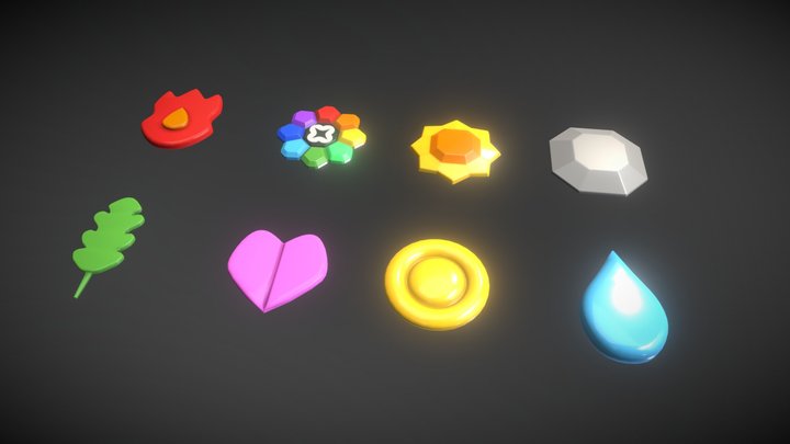 Kanto Badges, Pokemon 3D Model