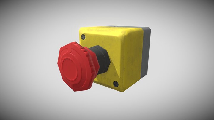Low Poly Emergency Button 3D Model