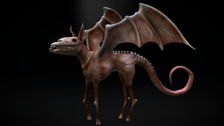 Winged Skeleton Horse 3D Model