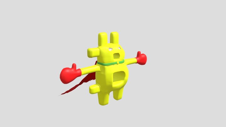 Yellow-Red BTC Cartoon 3D Model