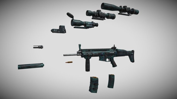 Scar FN - Dragon skin Low poly 3D Model