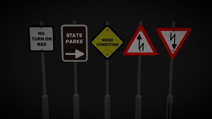 Roadside billboards with Icons/Text (UE) 3D Model