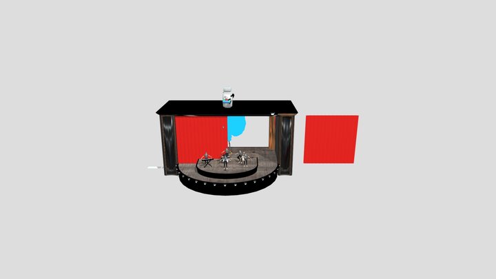 Stage with musicians and AI robot 3D Model