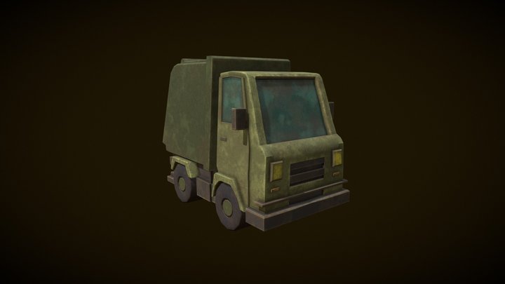 Low Poly Garbage Truck 3D Model