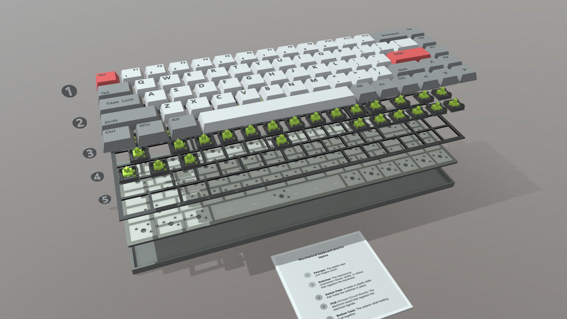 Mechanical Keyboard and its parts - 3D model by luismi93 [d4f4981 ...