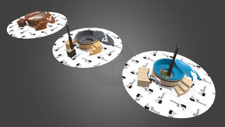 CLASSIC FIBERGLASS HOT TUB WITH ELECTRIC HEATER 3D Model