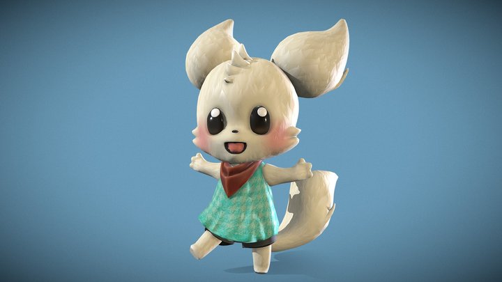 Cute Creature - White Fox 3D Model