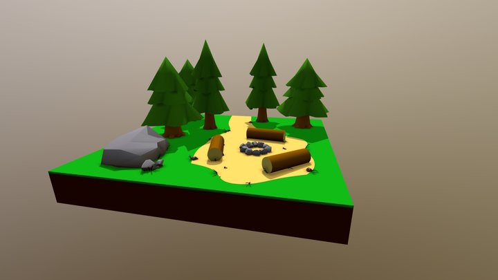 Low Poly Campsite 3D Model