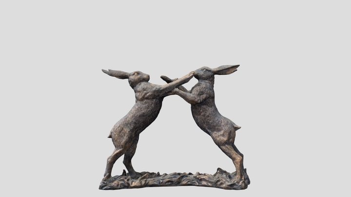 Hares boxing 3D Model