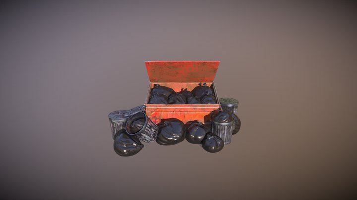 Orange Dumpster 3D Model