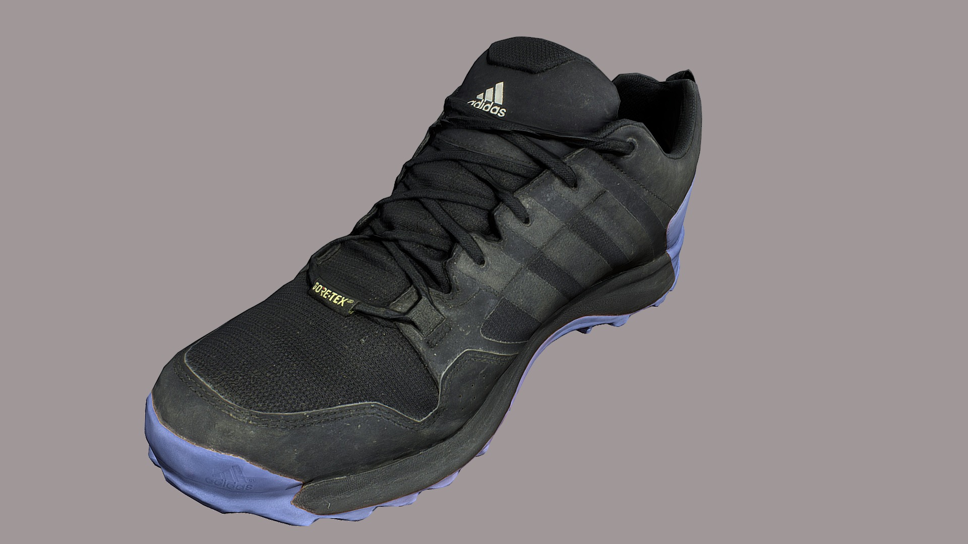 3D model Adidas sneaker shoe 3D model (low-poly) - This is a 3D model of the Adidas sneaker shoe 3D model (low-poly). The 3D model is about a black shoe with a white background.