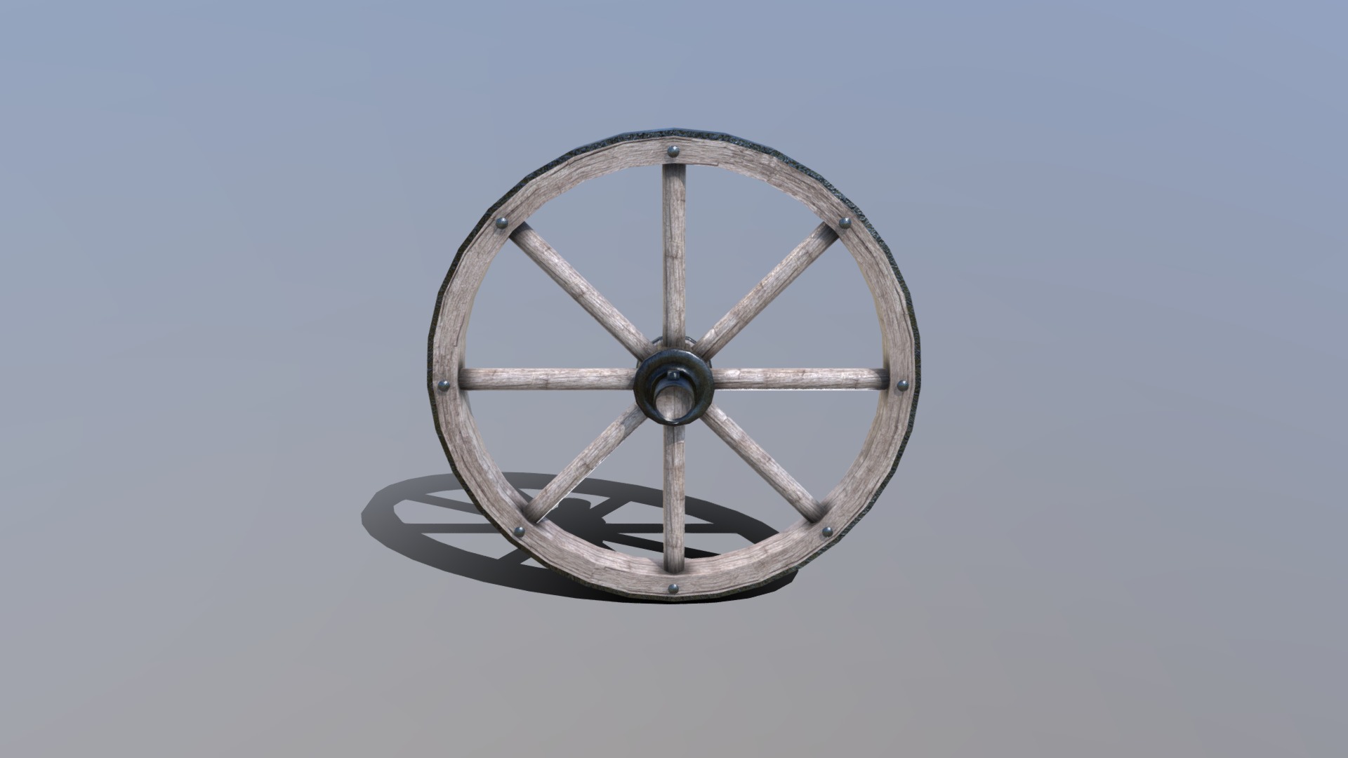 3D model Medieval Cart Wheel - This is a 3D model of the Medieval Cart Wheel. The 3D model is about a wheel with a blue background.