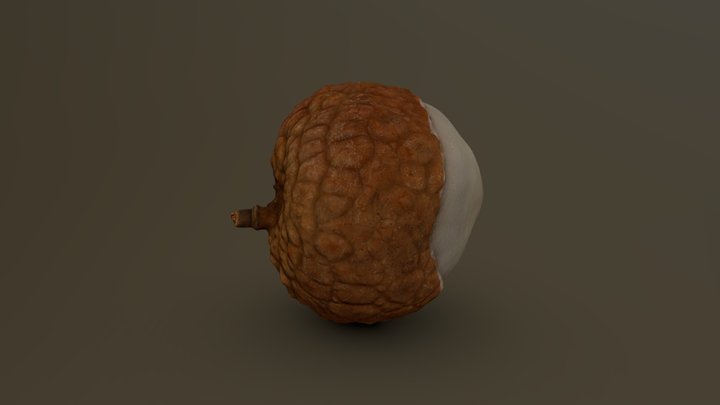 Partially Peeled Lychee 07 3D Model
