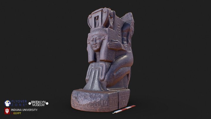 3D rendering of Kaemwaset Kneeling, Holding an Emblem of Hathor