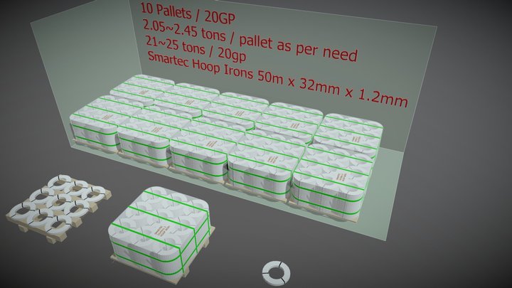 32mm Hoop Iron 50m/roll - steel strap brace 3D Model