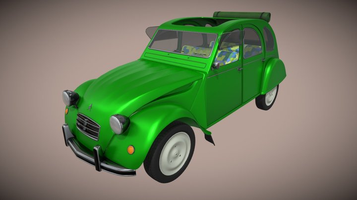 Green 2CV 3D Model