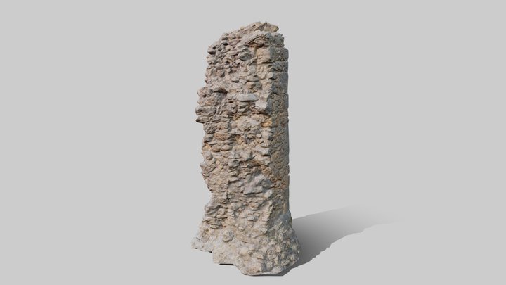 Old Castle Wall Pillar Ruins Scan 3D Model