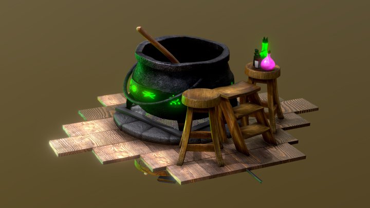 Flipping Cauldron Animation 3D Model